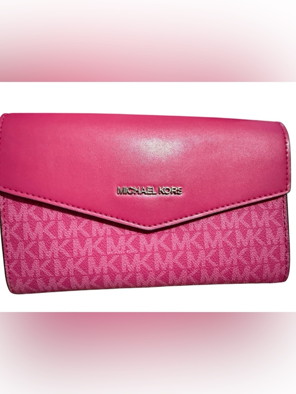 Michael Kors Pink Saffiano Leather Tote Bag 3 Piece Set Wallet Wristlet MK - Picture 7 of 11